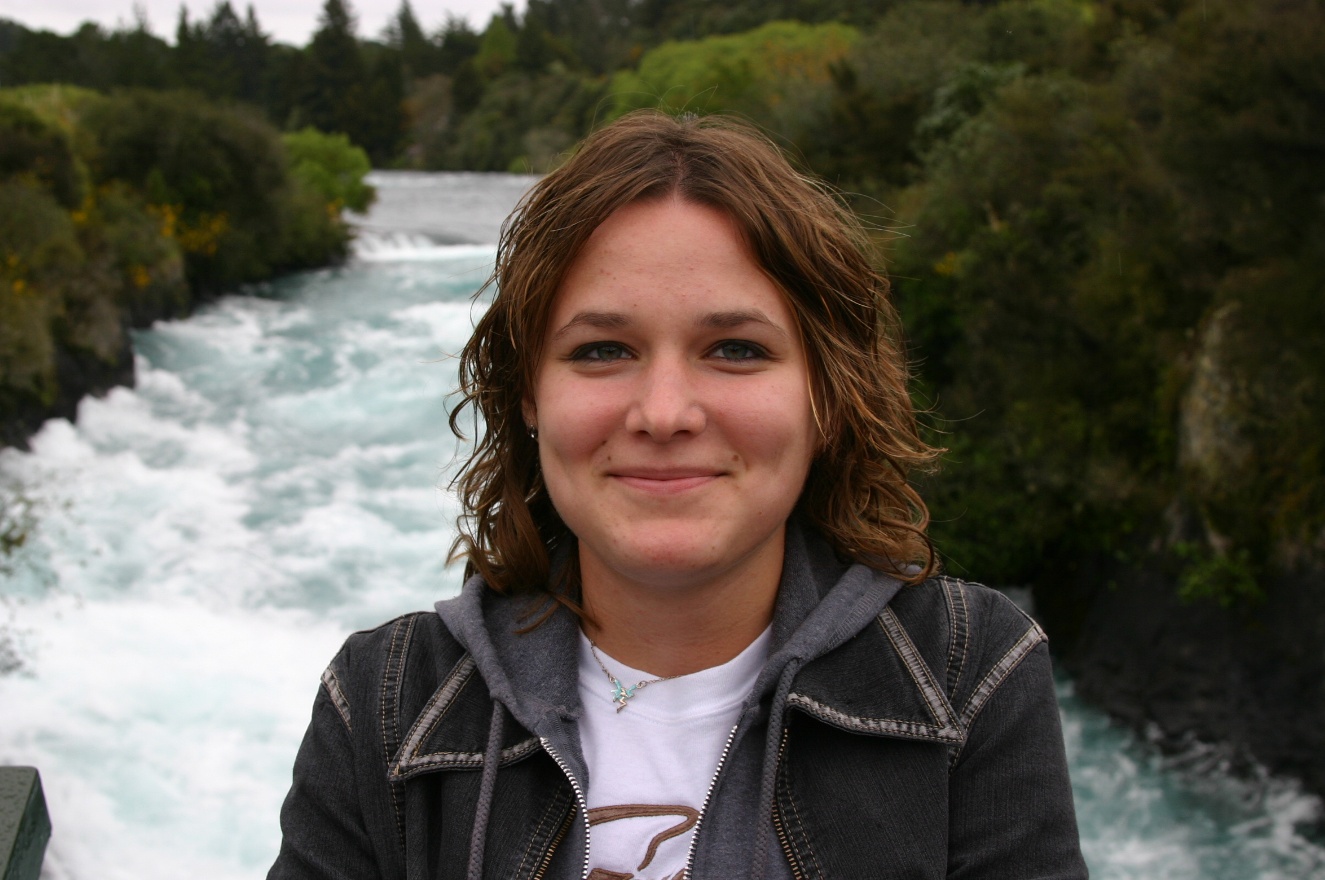 Anna and waterfall