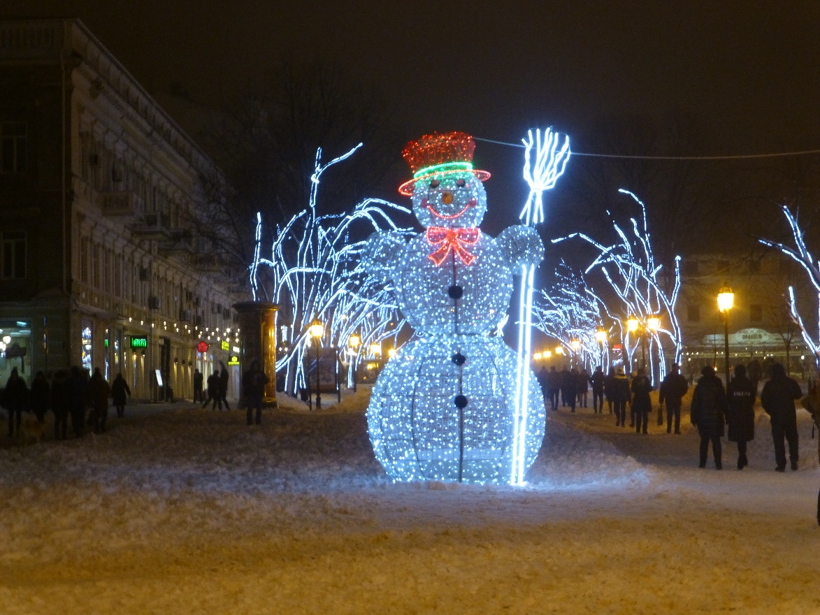 Snowman and snow