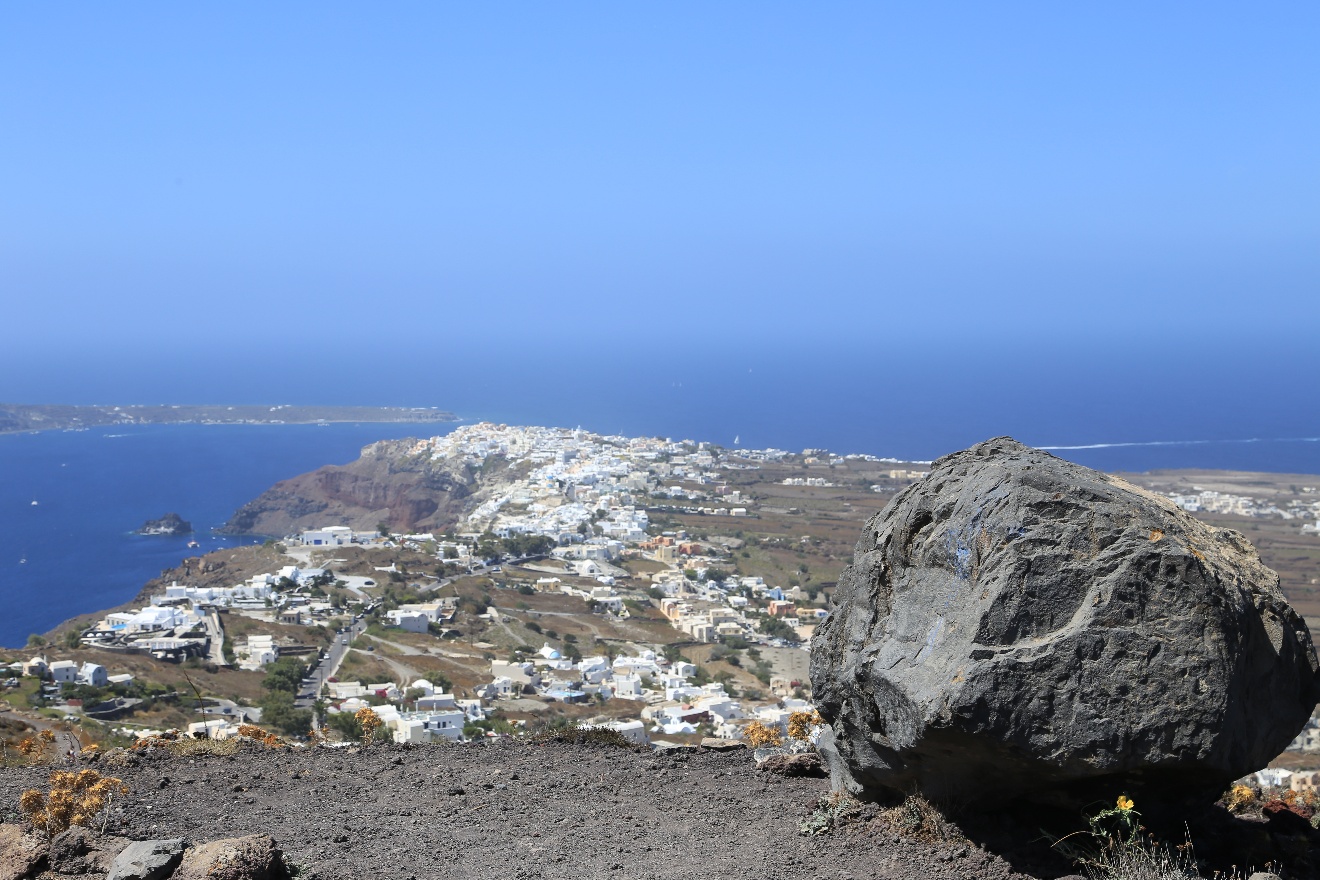 Oia and boulder