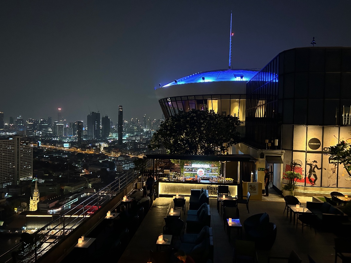Rooftop bar at night
