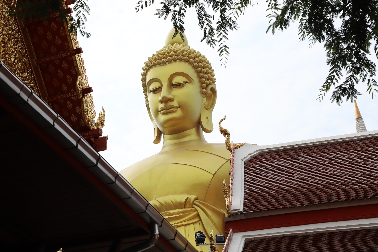 Golden Bhudda under roofs