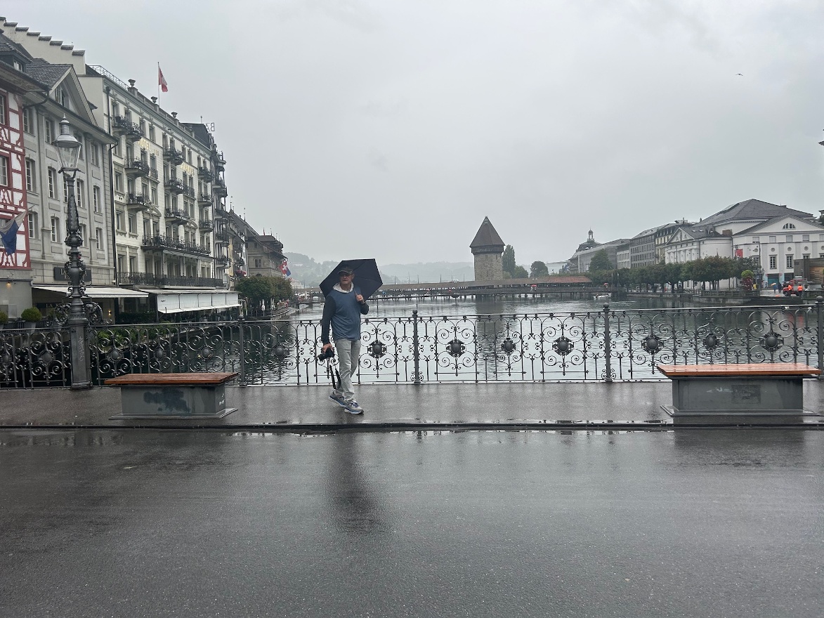 under umbrella