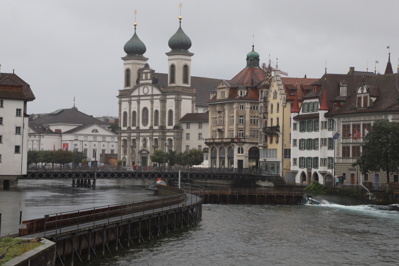 Jesuitenkirche  and waterfall